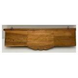 Solid Oak Coat Rack/Shelf With Beveled Oval Mirror 36" x 11" x 3 1/2" (Two Hangers Broke)