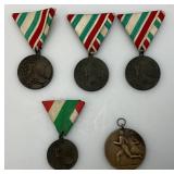 Group Of Vintage 1950 Bronze Metals Some With Ribbons