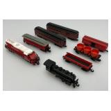 Group Of N Scale Engines Including Burlington With Pennsylvania Train Cars And More