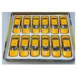 New Old Stock Case Of Metro-Cab Die Metal And Plastic Cast Taxis With Pull Back And Go Action