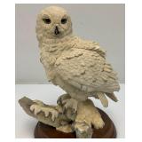 Snowy Owl On The Rocks Sculpture On Base 9 1/2" Tall