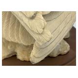 Snowy Owl On The Rocks Sculpture On Base 9 1/2" Tall