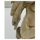 Snowy Owl On The Rocks Sculpture On Base 9 1/2" Tall