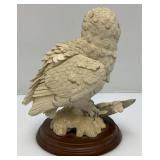 Snowy Owl On The Rocks Sculpture On Base 9 1/2" Tall