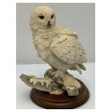 Snowy Owl On The Rocks Sculpture On Base 9 1/2" Tall