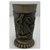 Antique NAGYKERY Swiss Pewter Beer Tankerd And Vintage German Pewter Wine Gobblet With Stagg Hunting Theme