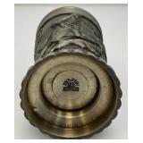 Antique NAGYKERY Swiss Pewter Beer Tankerd And Vintage German Pewter Wine Gobblet With Stagg Hunting Theme