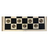 Vintage Laurel & Hardy Flying Checkers Tin Magnetic Checkers Set In Original Box & Ebon Dominoes In Original Box