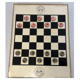Vintage Laurel & Hardy Flying Checkers Tin Magnetic Checkers Set In Original Box & Ebon Dominoes In Original Box