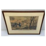 Very Old George C. Demp Embossed Signature Framed Behind Glass E. B. & E. C. Kellogg , Hartford Conn. BATTLE OF PEA RIDGE