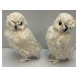 Two Feathered Plastic Snow Owls 14" Tall