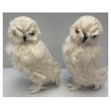 Two Feathered Plastic Snow Owls 14" Tall