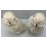 Two Feathered Plastic Snow Owls 14" Tall