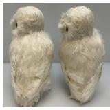 Two Feathered Plastic Snow Owls 14" Tall