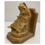 Very Old Chalkware Pieces Including Monk Bookend And More