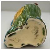 Vintage Colorful Hand Painted French Faience Majolica Mallard Duck Ceramic Jug Pitcher 12 1/2" (Crazing Present In Clear Coat, Common)