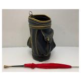 Very Cool Miniature Golf Bag Umbrella Stand With Umbrella