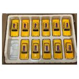 New Old Stock Case Of City Yellow Cab Die Metal And Plastic Cast Metal Taxis With Pull Back And Go Action (One Cab Missing)