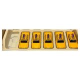 New Old Stock Case Of City Yellow Cab Die Metal And Plastic Cast Metal Taxis With Pull Back And Go Action (One Cab Missing)