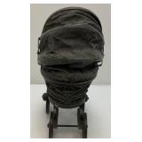 Victorian Antique Doll Pram-French Handmade Metal Doll Carriage 6" x 12" x 12"