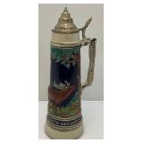 Large Collectible German Earthware Beer Stein (Made In Germany) 16 1/2"