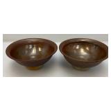 Two RW Stamped Pottery Bowls (Possible Red Wing) 3 1/2" x 8"