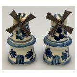Vintage Blue Delfts Collectible Items Including RYNBENDE Airline Booze Decanters And More