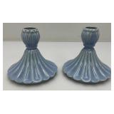 Vintage Pair Of Weller Pottery Lavonia Candlestick Holders