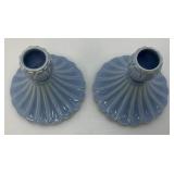 Vintage Pair Of Weller Pottery Lavonia Candlestick Holders