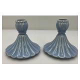 Vintage Pair Of Weller Pottery Lavonia Candlestick Holders