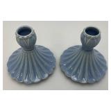 Vintage Pair Of Weller Pottery Lavonia Candlestick Holders