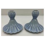 Vintage Pair Of Weller Pottery Lavonia Candlestick Holders