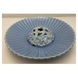 Vintage Weller Pottery Dish With Flower Frog 15 1/2"