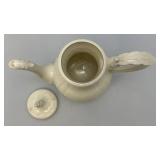 1973  Ornate Pottery Tea Set Marked JERRI On Bottom (One Teapot Lid Handle Glued)