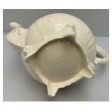 1973  Ornate Pottery Tea Set Marked JERRI On Bottom (One Teapot Lid Handle Glued)