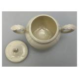 1973  Ornate Pottery Tea Set Marked JERRI On Bottom (One Teapot Lid Handle Glued)