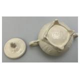 1973  Ornate Pottery Tea Set Marked JERRI On Bottom (One Teapot Lid Handle Glued)