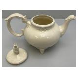 1973  Ornate Pottery Tea Set Marked JERRI On Bottom (One Teapot Lid Handle Glued)