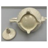 1973  Ornate Pottery Tea Set Marked JERRI On Bottom (One Teapot Lid Handle Glued)