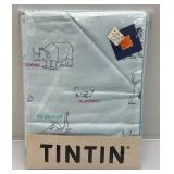 Vintage TIN TIN Duvet tBlue And White Singular Sheet Set