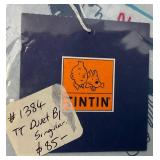 Vintage TIN TIN Duvet tBlue And White Singular Sheet Set