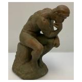 Vintage Cement Thinker Garden Statue 11"