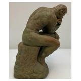 Vintage Cement Thinker Garden Statue 11"