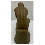 Vintage Cement Thinker Garden Statue 11"