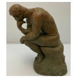 Vintage Cement Thinker Garden Statue 11"