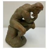 Vintage Cement Thinker Garden Statue 11"