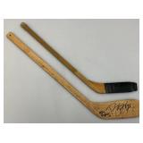 Two Vintage Miniature Wooden Hockey Sticks 1=Minnesota North Stars And 1= Minnesota Golden Gophers Signed With Dan Woog And More