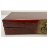 Very Old Oriental Wooden Tea Box With Oriental Designs 3" x 8" x 14 1/2"