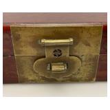 Very Old Oriental Wooden Tea Box With Oriental Designs 3" x 8" x 14 1/2"