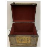 Very Old Oriental Wooden Tea Box With Oriental Designs 13 1/2" x 14" x 17"